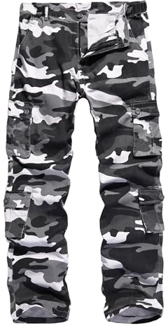 APTRO Mens Cargo Trousers Camo Combat Trousers Cotton Multiple Pockets Workwear