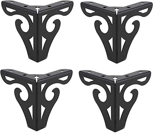 Shiwaki 4pcs 4-Inch Furniture Legs, Modern Style Furniture Metal Sofa Legs Triangle Feet for Table Cabinet Cupboard Couch Chair(Black)