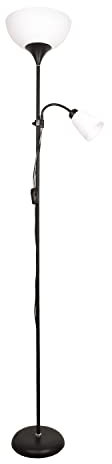 BEL AIR HOME - Lampadaire VARESE | Design moderne et fonctionnel | Liseuse LED orientable | Douilles E27 et E14 pour éclairage sur mesure | 178 cm, Noir, Aluminium
