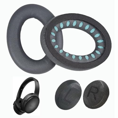 V-MOTA Kühlende Anilox Ohrpolster kompatibel mit Bose QC45, QC35, QC35 ii, QC35 ii Gaming, QC15 QC25, AE2, AE2i, AE2w, SoundTrue, SoundLink Around-Ear Kopfhörer-Ohrpolster (Schwarz Grau)