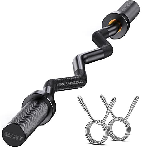 FEIERDUN Olympic EZ Curl Bar – 119,4 cm Curling Bar (176,9 kg Kapazität), Gewichtheben, Curl Barbell geeignet für 5,1 cm Hantelscheiben