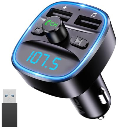 ORIA Bluetooth 5.3 FM Transmitter, Radio KFZ Adapter, mit Mikrofon, 2 USB Aufladung, LED Display, Freisprecheinrichtung Car Kit Auto Musik-Player unterstützt TF-Karte USB-Disk