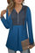 Siddhe Hoodie Damen Farbblock Pullover Tunika Langarm Bluse Kapuzenpullover Oberteile Pulli mit Kapuzen und 1/4 Zip Sweatshirt Reißverschluss Longshirt Locker Tops A-Linie Lang Shirt, Blau-Grau M