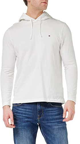 Tommy Hilfiger Herren Langarmshirt mit Kapuze , Weiß (White), S