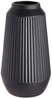 BUTLERS Keramik Vase mit Rillen in Weiß matt -FINJA- Moderne Dekoration für Wohnzimmer und Tischdeko | Blumenvase für Tulpen, Rosen, Pampasgras oder Trockenblumen