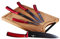 Berlinger Haus Burgundy 5er Set Profi Küchenmesser, Bambus Schneidebrett, Edelstahlklinge Antihaftbeschichtung, Kochmesser Brotmesser Tranchiermesser Schälmesser Mehrzweckmesser Metallic Design