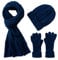 Villand 3 in 1 Damen Wolle Mütze, Schal & Handschuh Winter Sets, 3-teilige Zopfstrickmütze für Damen mit Geschenkbox (Marineblau)