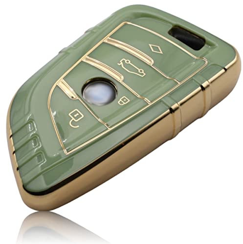 FOAMO Autoschlüssel Hülle kompatibel mit BMW 3-4-Tasten (nur Keyless-Go) - TPU Schutzhülle Cover Schlüssel-Hülle in Grün