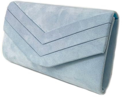 LeahWard Women's Suede Clutch Bag Large Wedding Handbags With Chain Strap (Serenity)