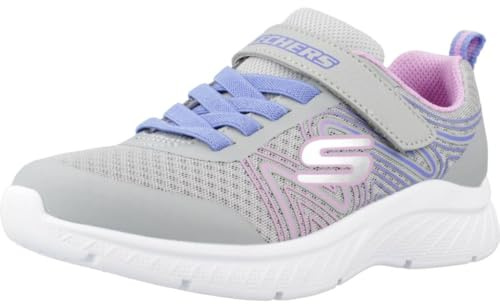 Skechers Girl's Microspec Plus Swirl Sweet Sneakers, Gray, 12 UK Child