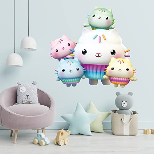 Themed Gabby's Dollhouse Wall Sticker - Cakey Cats Wall Art Kids Decal (60cm width x 55cm height)