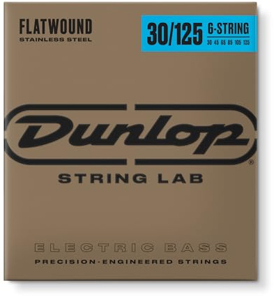 JIM DUNLOP Stainless Steel Flatwound Bass Strings 30-125 | 6-String