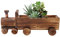 Rustic Wooden Train Decorative Planter Stand with Handle and Wheels, Indoor Outdoor Garden Wagon, Planters Flower Pot Ornaments