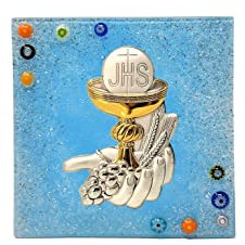 Sospiri Venezia Erstkommunion-Erinnerung aus Murano-Glas Kleine Tischdekoration Geschenkidee Innendekoration (10x10 cm)