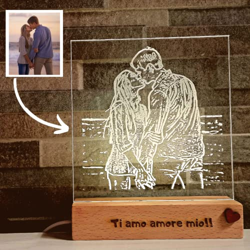 SBUGATTA | Lampada Personalizzata Con Foto e Nome | Luce Led 3d Notturna Per Camera Da Letto | Scrivania | Cameretta Bambini | Idee Regalo Per Anniversario | Compleanno | Idea Regalo Natale