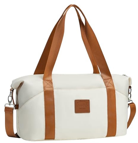 COOLIFE Kabinentasche Groß Reisetasche Sporttasche,40x25x20cm, Ryanair Freigepäck Underseat Handgepäck,Overnight Weekend Handgepäck für Damen, Wasserfest Handtasche für Sport & Reisen (20L, Weiß)