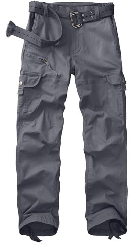 Yeyity Pantalon Cargo Multi-Poches pour Femme - Randonnée, Extérieur, Travail, Jogging - Coupe Décontractée en Coton - Trekking