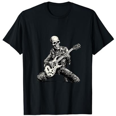 Skelett Gitarrist Totenkopf Musiker Gitarren Rock Musik T-Shirt