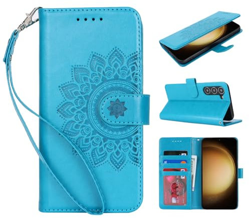 ELTEKER Handyhülle für Samsung Galaxy S23 Hülle, Klapphülle Lederhülle mit Kartenfäch Handytasche Schutzhülle für Samsung Galaxy S23, Blau