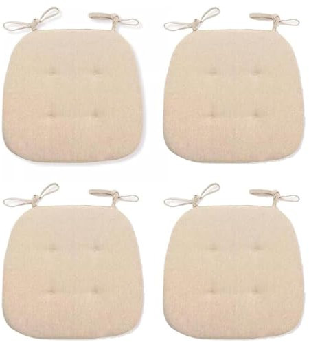 Comedor CojíN De Silla, Lino Grueso Cojines De Asiento De Silla para Cocina, Comedor, Juego De 4 Cojines para Sillas, CojíN De Asiento De Herradura con Corbatas