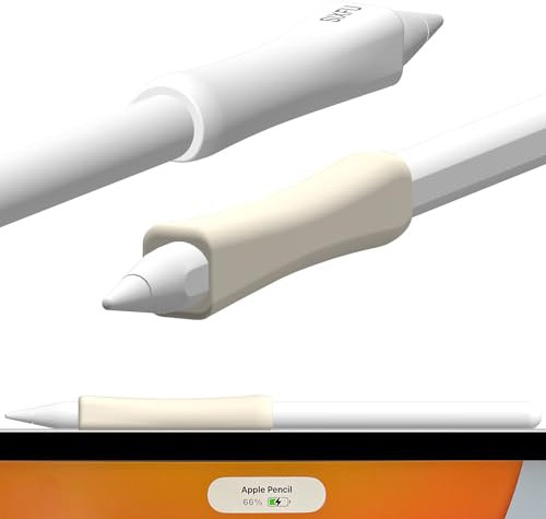 2 Pack SIXFU Grip Case Cover Designed for Apple Pencil 2nd Generation/Apple Pen USB-C Grip, Support Magnetic Charging Accessories for iPad Pencil Stylus Pen(White, Off White)