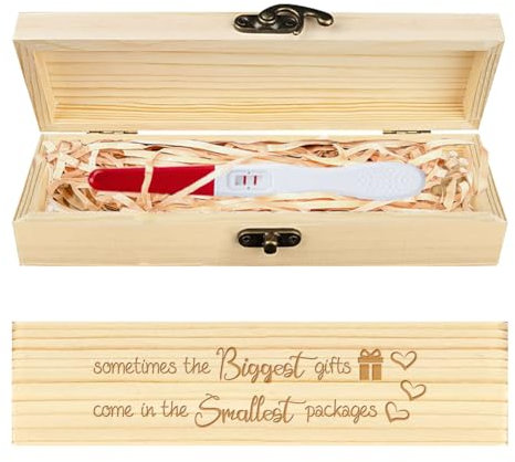 CHGCRAFT Schwangerschaftstest aus Holz, Lasergravur, Ankündigungsgeschenk, Geschenk mit Bastband für Ehemann, Großeltern, Eltern, 20,3 x 5,1 x 3 cm