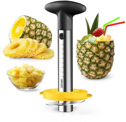 ZAFNAH Ananas-Entkerner und -hobel, Ananasschneider und Entkerner, Edelstahl-Ananas-Schäler, einfacher Ananas-Kernentferner, Dekorierer, Augenentfernungswerkzeug, Pelador de Piña (schwarz mit