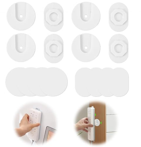 Auto Adhesivo Fijador Power Strip, 4 Piezas Fijador de Soporte de Regleta, Soporte Regleta Enchufes, Fijador de Regletas, Fijador de Enchufe, para Enchufes/Router/Mando a Distancia/Teléfonos Fijos