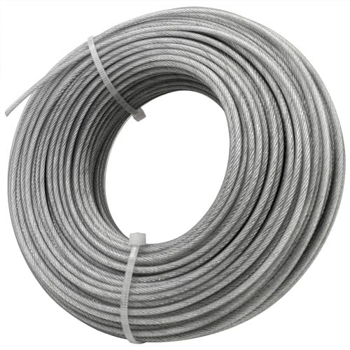 Akuoly 50m Nylon-Stahl Mähfaden für Rasentrimmer – robustes und langlebiges 2,4mm rundes Trimmerfaden mit Nylonoberfläche und Stahldrahtkern für Rasenmähen und Gartentrimmer