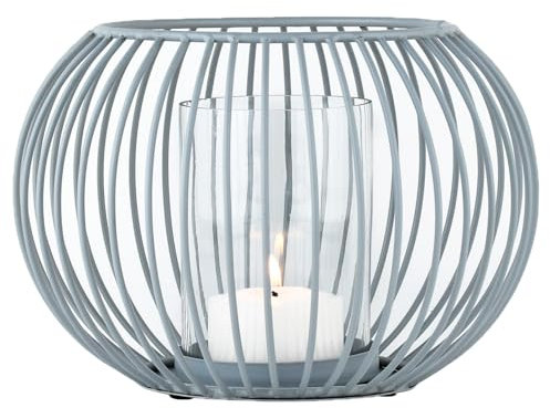 Marrakesch Skandinavische Deko Windlichter Metall Draht & Glas 20cm groß grau | Windlicht Teelichthalter Spectro als Gartendeko & Wohnzimmer Tisch Deko | Exquisite Kerzenständer für Teelichter