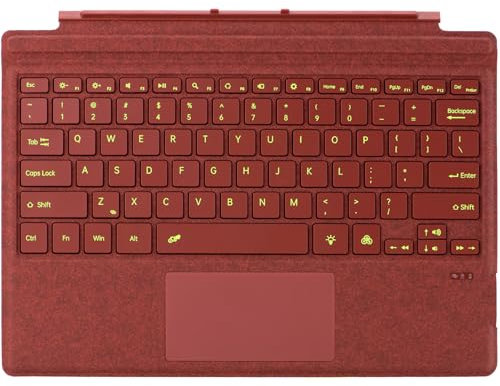 Type Cover for Microsoft Surface Pro 7+ Pro 7 Pro 6 Pro 5 Pro 4 Pro 3 Generation Portable Slim Wireless Keyboard with Touchpad Tablet Keyboard (Poppy Red, Backlit)