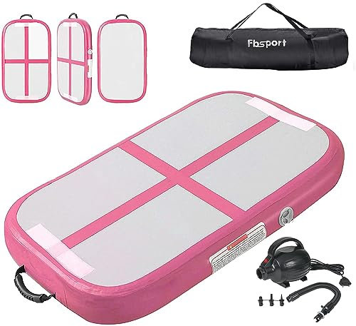 FBSPORT Airtrack Matte, 20cm Hoch Verdicken 60CM Tumbling Matte,Gymnastikmatte mit Luftpumpe,Trainingsmatte mit Tragetasche,Turnmatte für Zuhause, Outdoor,Yoga