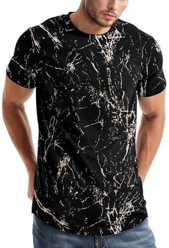 comefohome Mens T-Shirts Graphic Fashion Tshirt UK Casual Short Sleeve Tee Tops Hipster Hip Hop T Shirts Cool Shirt Black XXL