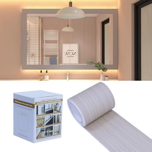 FEILAYS Adhesivo extraíble, impermeable, marco de espejo de baño, reparación de vetas de madera, autoadhesivo, para puertas, bordes, paredes, muebles, 10 cm x 10 m