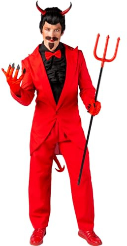 Teufel Kostüm Fürst der Hölle für Herren Rot Gr. S-XXXL inklusive Haarreif mit Hörnern Lucifer Halloween Fasching Karneval Mottoparty