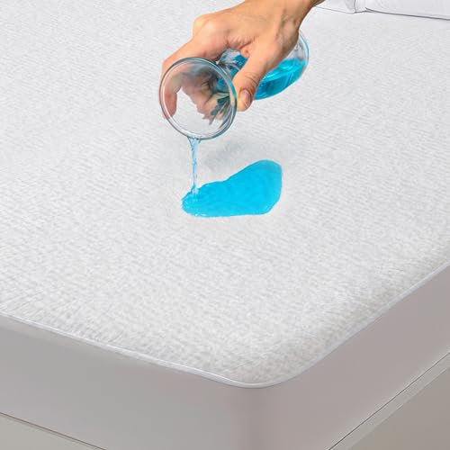 Flowen Protège Matelas 140x190 cm Alèse Impermeable Drap Housse en Coton et Microfibre Protection Lit pour Adulte et Bebe pour Incontinence Anti-Acarien Couvre-Matelas Pipi Lavable en Machine