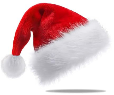 SexxLady Weihnachtsmütze, Nikolausmütze Plüsch Kante Weihnachtsmann Mütze Verdickte Bequeme Weihnachtsmützen Samtige Weihnachtsmütze mit Innenfutter für Weihnachten Partys und Festlichkeiten,40*30cm