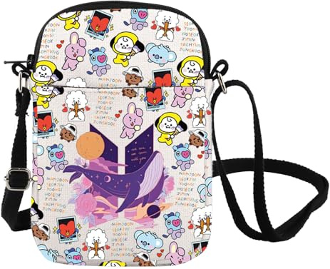FOTAP Purple Whale Crossbody Bag K-Pop Umhängetasche Bangtan Fan Geschenk K-pop Band Inspired Messenger Bag Army Members Fans Merch