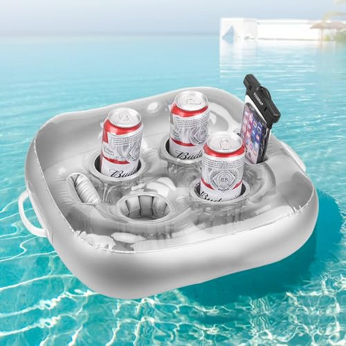 yotutun Aufblasbarer Schwimmender, Pool Getränkehalter Schwimmend mit 6 Löchern Poolbar Aufblasbar Aufblasbare Poolbar Schwimmend Luftmatratze für Pool, Party, Strand und Whirlpool