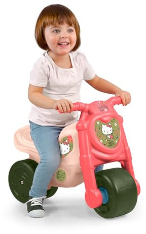 FEBER - Hello Kitty Motofeber, Moto à Enfourcher avec Autocollants Hello Kitty, Stable et Sûre, pour Les Enfants de 18 Mois à 3 Ans, Famosa (FE200000)