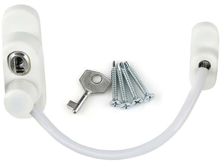 Lucchetto di sicurezza per bambini, per finestra, frigorifero, con chiave, 19 cm, prolungato, regolabile, per finestre, armadietti, finestre, fusibili per bambini, per lavatrice e armadi (1 pezzi)