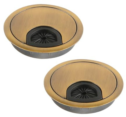 Laroal Lot de 2 Passe-câbles Ronds de 60 mm pour Bureau, Organiseur de câbles pour la Maison ou Le Bureau (Bronze)