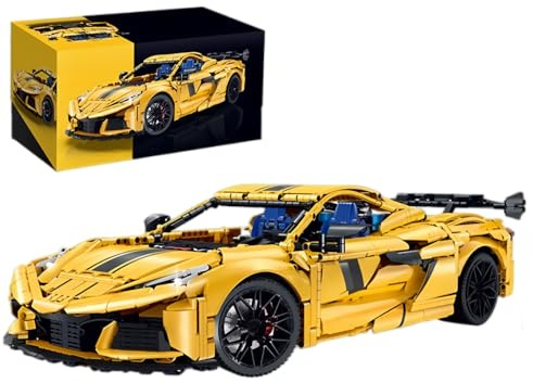 Technik Auto für Chevorlte Coverte C8, Modellauto-Bausatz im Maßstab 1:8, Klemmbausteine Rennauto Modellbausatz aus 3372+ Teile, Sportwagen Sammlerstück Geschenke für Autofans (Mit Originalkarton)