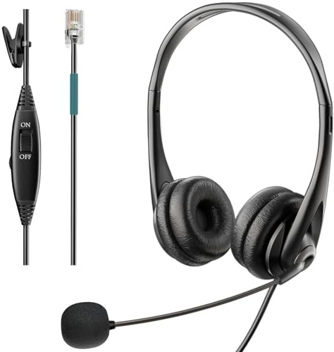 Voistek RJ9 phone Headset with Noise Canceling Microphone for AVAYA Aastra Allworx Adtran Alcatel Lucent AltiGen Comdial Digium Gigaset InterTel Mitel Polycom Plantronics MiVoice Landline Deskphon