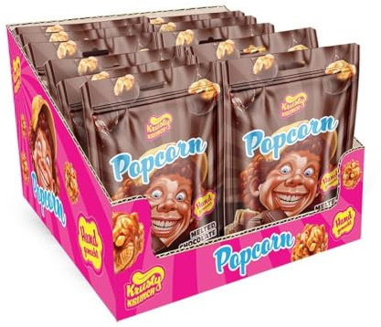 Krusty Krunch Popcorn im Vorteilspack, Vorteilskarton – Melted Chocolate, geschmolzene Schokolade – Snack für zwischendurch – 12x 30g