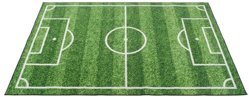 bimiti Fußballfeld-Teppich, 63 x 95 cm, für Kinderzimmer, strapazierfähig | Sichere rutschfeste Unterseite, maschinenwaschbar, Siebdruck-Polyester, für Jungen-Schlafzimmer, Spielzimmer