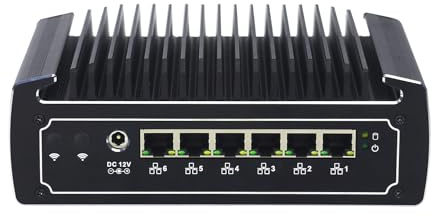 ANDAQI Din Rail Micro Firewall Appliance, Mini PC, PFSense, Untangle, Sophos xg, Mikrotik, OPNsense, VPN, Router PC, 3865U 3867U, RX03, SIM Slot, HDMI, COM, 6 x LAN, 32G RAM, 256G SSD