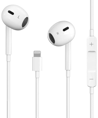 YOPLKJD In-Ear Headphones Compatible with iPhone 14/13/12/11 Pro Max/XR/XS/SE/8/7 Plus MFi Certified,HiFi Stereo Noise Isolating Earphones, Wired Earbuds with Microphone and Volume,plug and play
