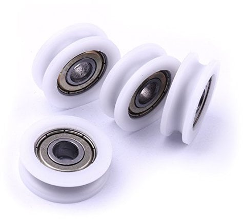 ATOPLEE - Lot de 4 roulettes en nylon avec rainures - Pour portail coulissant, barres d'angle, tiroirs -4x15x6mm