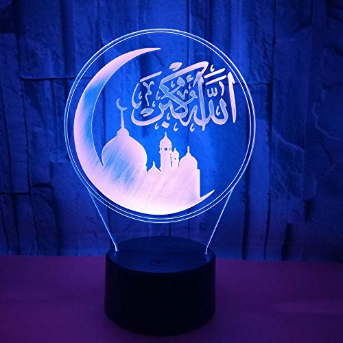 HPBN8 Ltd 3D Islamischer Muhammad Illusions LED Lampen Tolle 7 Farbwechsel Acryl berühren Tabelle Schreibtisch-Nacht licht mit USB-Kabel für Kinder Schlafzimmer Geburtstagsgeschenke Geschenk